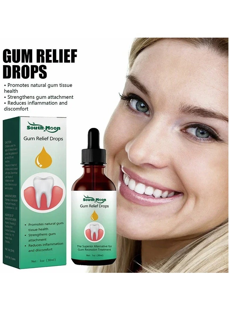 SOUTH MOON - Gum Regrowth Drops, Natural Gum Restore Liquid Drops Mouthwash,  Gentle And Safe Pain Relief Gum Treatment Gum Gel, Gum Repair Regrowth Treatment For Receding Gums, Fresh Breath - Image 1