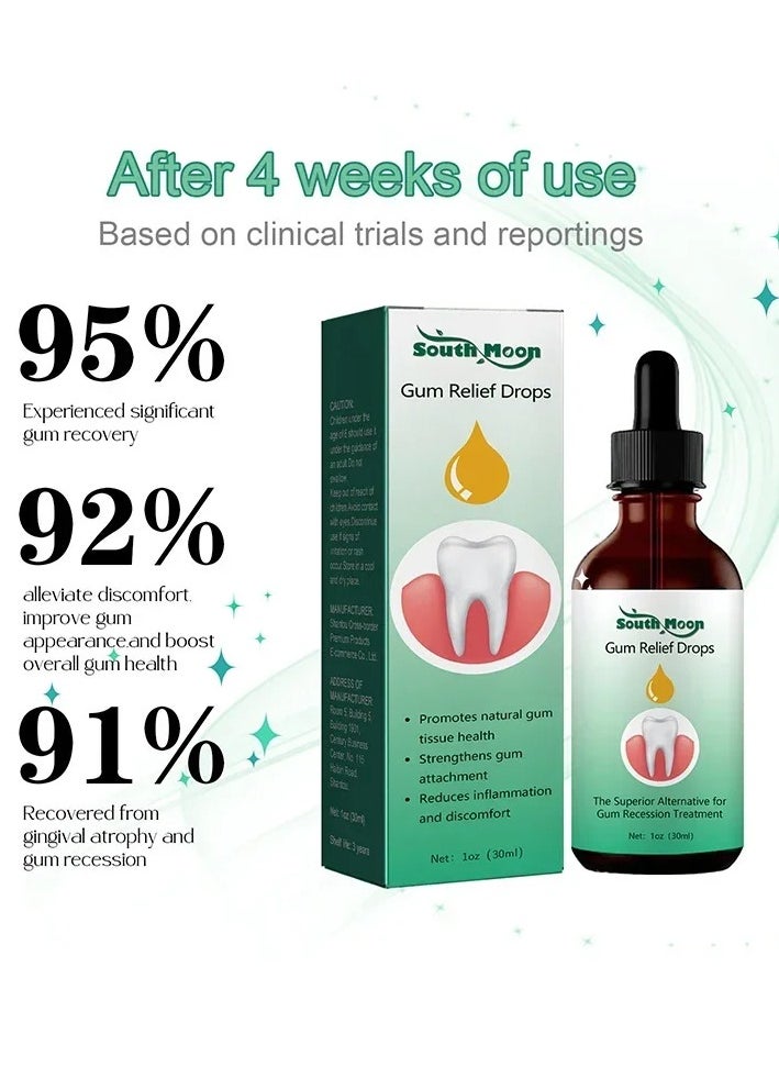 SOUTH MOON - Gum Regrowth Drops, Natural Gum Restore Liquid Drops Mouthwash,  Gentle And Safe Pain Relief Gum Treatment Gum Gel, Gum Repair Regrowth Treatment For Receding Gums, Fresh Breath - Image 1