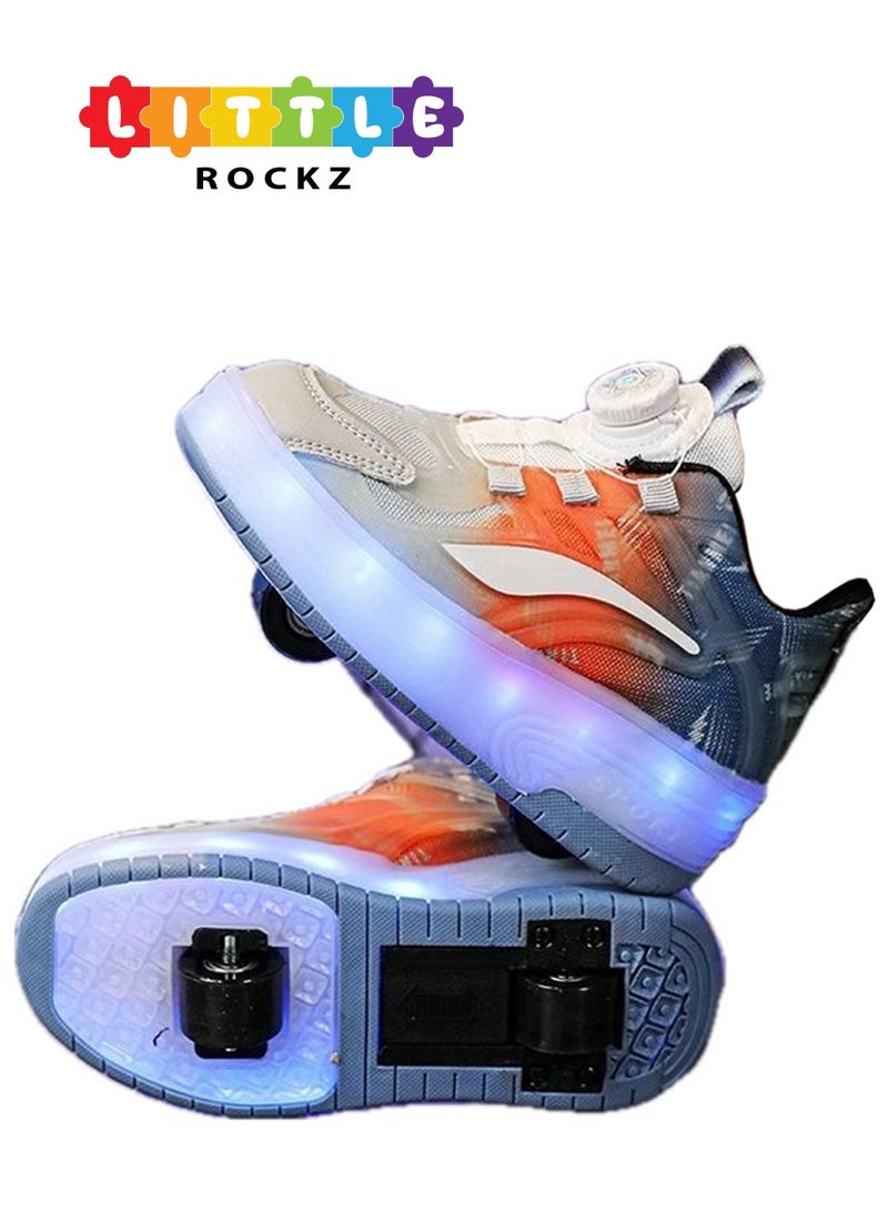 LITTLE ROCKZ Two Wheel LED Flash Light Fashion Shiny Sneaker Skate Heelys Shoes With Lightning Sole - Image 1