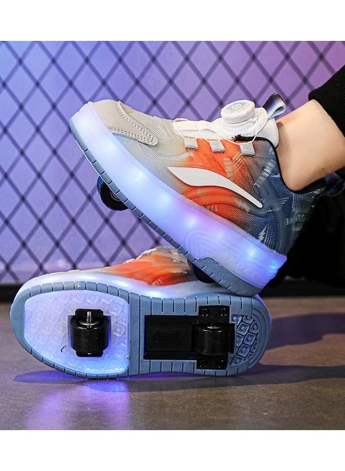 LITTLE ROCKZ Two Wheel LED Flash Light Fashion Shiny Sneaker Skate Heelys Shoes With Lightning Sole - Image 2