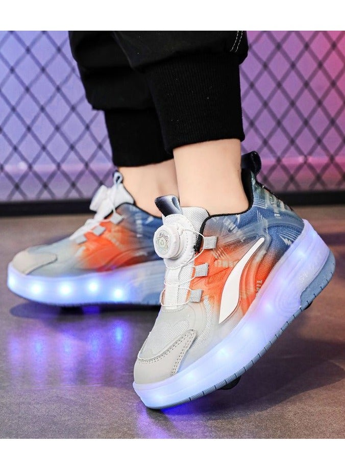 LITTLE ROCKZ Two Wheel LED Flash Light Fashion Shiny Sneaker Skate Heelys Shoes With Lightning Sole - Image 3