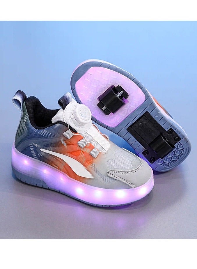 LITTLE ROCKZ Two Wheel LED Flash Light Fashion Shiny Sneaker Skate Heelys Shoes With Lightning Sole - Image 4