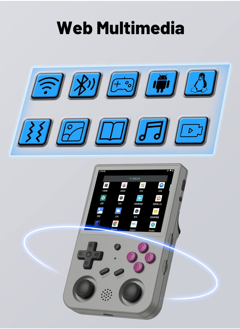 ANBERNIC  - لعبة RG353V Retro المحمولة مع نظام تشغيل مزدوج Android 11 وLinux، RG353V مع بطاقة TF 64G مثبتة مسبقًا 4452 لعبة تدعم 5G WiFi 4.2 Bluetooth (رمادي) - Image 1