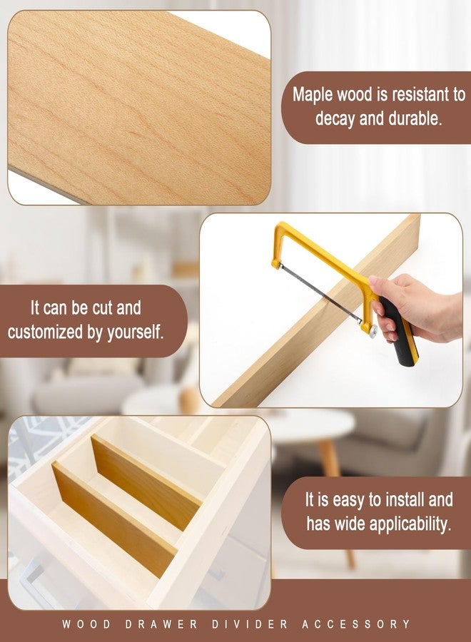 Leinuosen 2 Pack Maple Veneer Wood Drawer Divider Accessory 22 x 2.36 x 0.47 Inch Cuttable DIY Wood Divider for Drawer Organizers, Storing Cutlery, Knives and Tools - Image 3