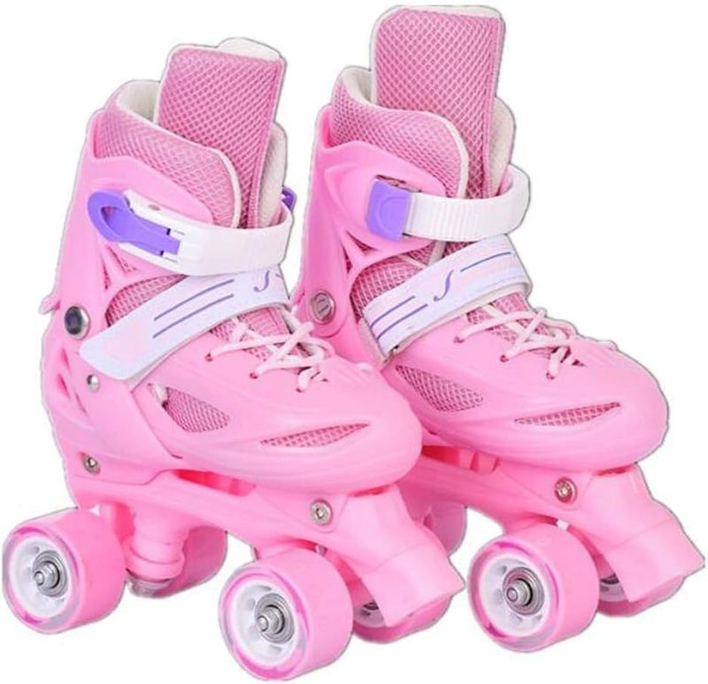 DUBKART Adjustable Roller Skates for Kids - Pink, Size M (35-38)