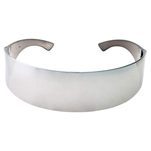 grinderPUNCH Silver Mirror Futuristic Shield Sunglasses Deal Glasses - Image 3