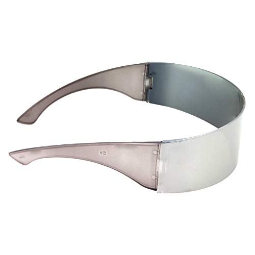 grinderPUNCH Silver Mirror Futuristic Shield Sunglasses Deal Glasses - Image 4
