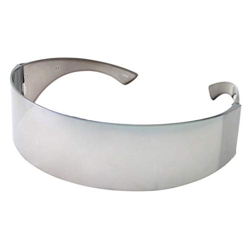 grinderPUNCH Silver Mirror Futuristic Shield Sunglasses Deal Glasses - Image 1