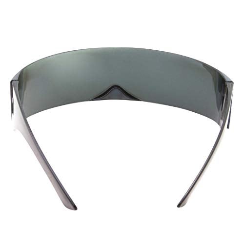 grinderPUNCH Silver Mirror Futuristic Shield Sunglasses Deal Glasses - Image 5