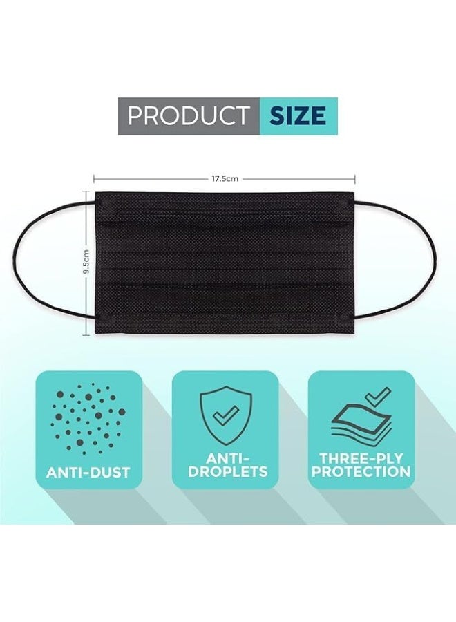 Poaker Blue/Black Disposable Face Masks – Non-Woven Fabric for Comprehensive Nose and Mouth Protection: Perfect for Medical, Construction, Dust Proofing, and General Safety (BLACK COLOR, PACK OF 1) - Image 4