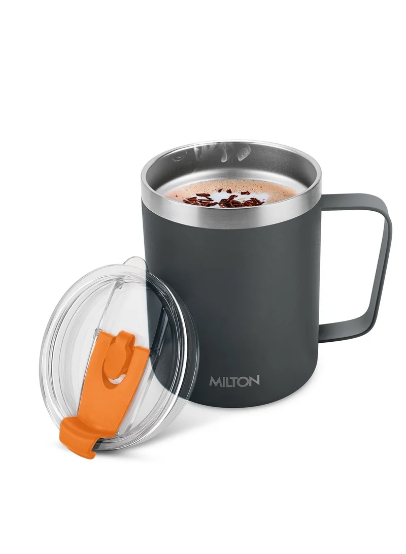 Milton Milton 400ml Vacuum Insulated Travel Coffee Mug with Straw &amp; Lid, Keeps Drinks Hot &amp; Cold for 10 Hours, 18/8 Stainless Steel Tumbler, Double-Walled Thermos Flask for Tea, Cappuccino - Clifton - Black