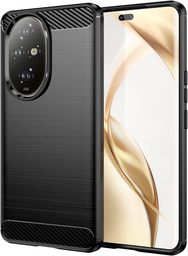 FASCINATION phone case compitable with Honor 200 pro Carbon Silicone Case Original Flexible Slim Enhanced Durable Anti-Shock Protector for Honor 200 pro (Black)