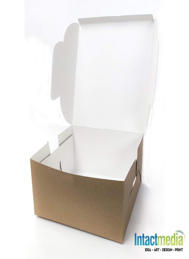 Intactmedia Kraft Cake Box with Window - 360gsm Sturdy Brown Bakery Box for Cakes - Auto-Popup Pastry Box for Donuts, Cookies & Party Favors -One KG Pack of 15 - Image 2