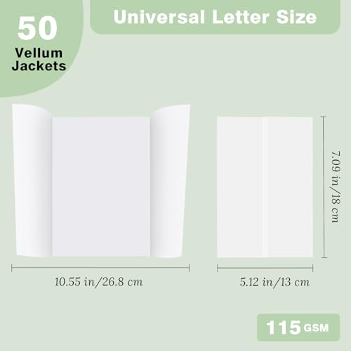 JAGERGREEN 50 Pack Vellum Jackets for 5x7 Invitations Pre-Folded, 115 GSM Translucent Printable Vellum Paper 5x7, Vellum Wraps for Wedding Invitations sleeves, Birthday Greeting Cards, DIY Crafts - Image 2