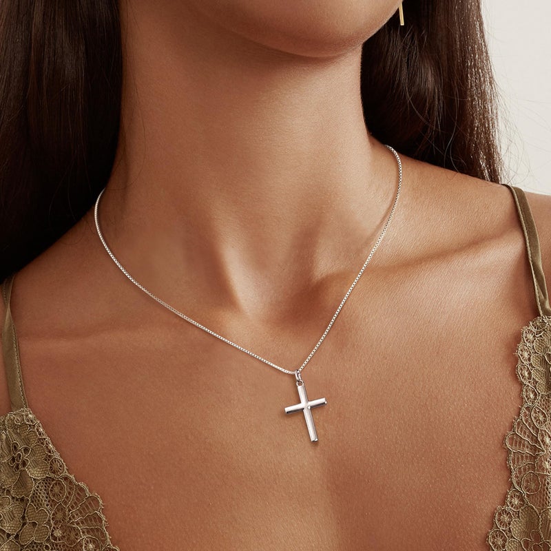 ORAZIO Cross Necklaces for Women 925 Sterling Silver Cross Necklace Tiny CZ Cross Necklace Simple Box Chain Cross Pendant Choker Necklaces-SP - Image 5