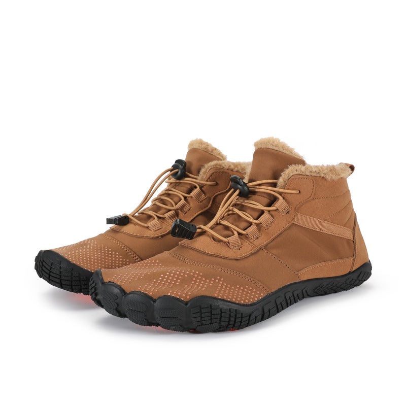 Winter Thick Waterproof Cotton-Padded Shoes Five-Finger Snow Boots Warm Comfortable Couple High-Top Snow Shoes - Image 1