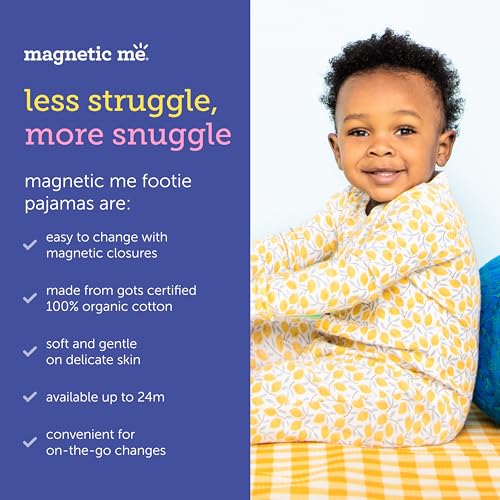 Magnetic Me 100% Organic Cotton Magnetic Baby Footie Pajamas | Super Soft Cotton Fabric | Darjeeling Dasmask | 0-3 Months - Image 5