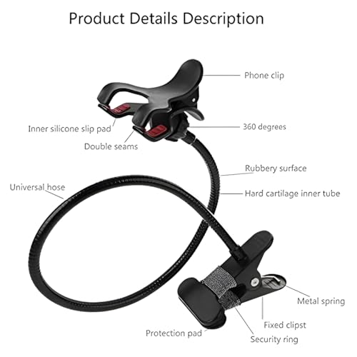 Like Star LikeStar® Flexible Long Arm Mobile Holder with Strong Metal Clip – 360° Rotating Phone Mount for Desk, Bed, Car & Table – Universal Adjustable Clamp for All Smartphones – Sturdy & Hands-Free Stand - Image 4