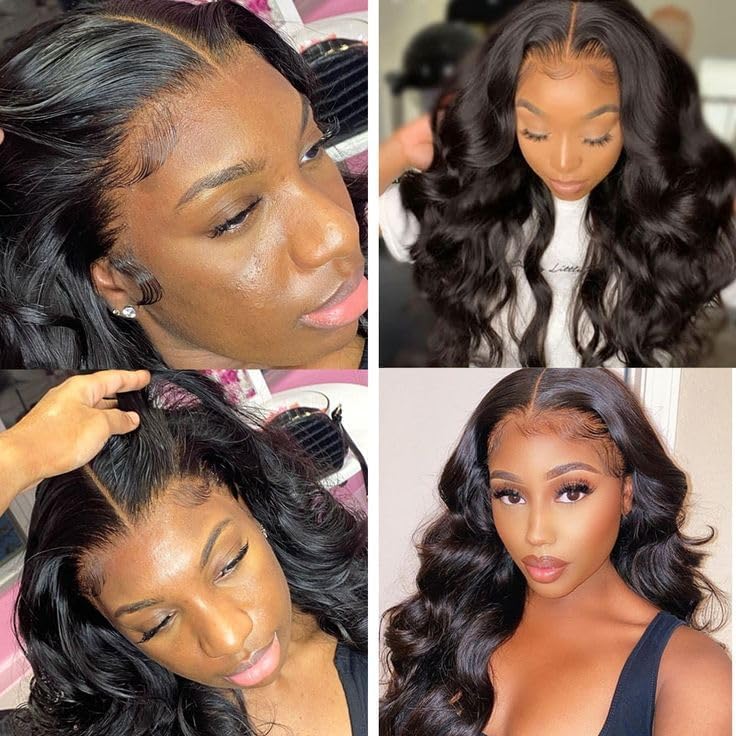KRN 13X6 Real HD Lace Frontal Body Wave, 0.10 mm Ultra-Thin Invisible Lace HD Frontal 13x6 Human Hair 12A Brazilian Virgin Hair Single Knot Pre-Plucked with Baby Hair 12 Inch - Image 2