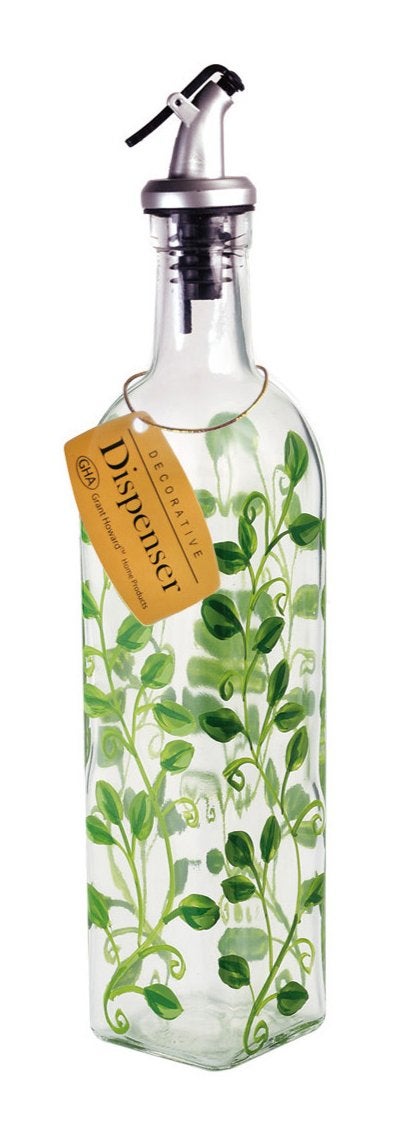 Grant Howard Vines Hand Painted Glass Oil and Vinegar Cruet, 16 oz, Multicolor - Image 1