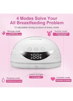 Generic MQDAIWFCY Breast Pump Hands Free,Double Wearable Breast Pump for Breastfeeding Double-Sealed Flange with 4 Modes & 12 Levels,MY-375 Electric Breast Pump Portable Large Capacity-24MM,1 Pack,White  - Image 4