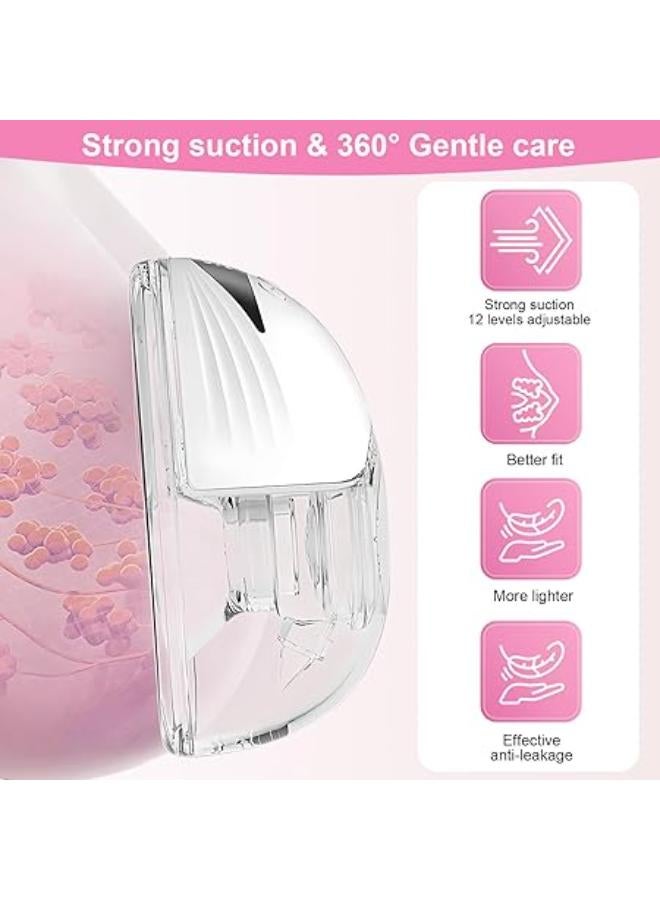 MQDAIWFCY Breast Pump Hands Free,Double Wearable Breast Pump for Breastfeeding Double-Sealed Flange with 4 Modes & 12 Levels,MY-375 Electric Breast Pump Portable Large Capacity-24MM,1 Pack,White - Image 2