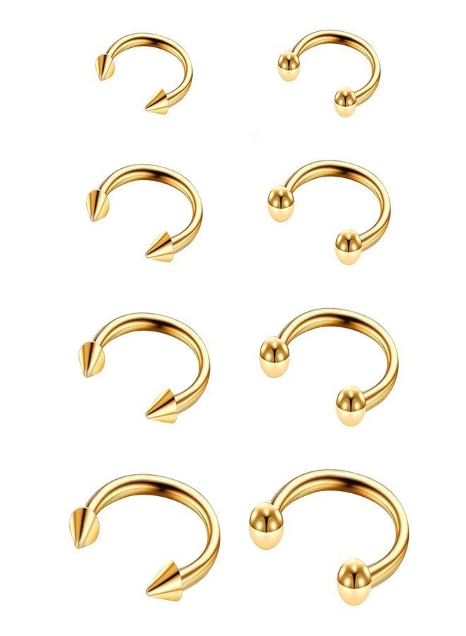 Yolev 8 PCS Gold Septum Ring 16G Septum Jewelry Stainless Steel Horseshoe Earring Nose Lip Rings for Women Small Septum Piercing Clicker Body Jewelry for Men 6/8/10/12mm - Image 1