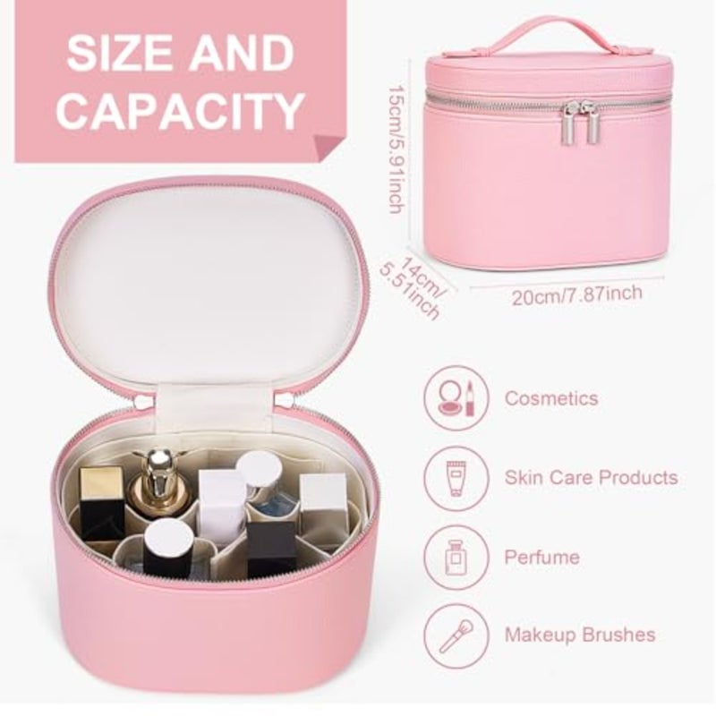Travel makeup bag vanity case with removable divider, durable nylon material, black color, water-resistant and spacious interior for cosmetics organization - Image 3