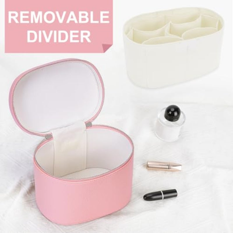 Travel makeup bag vanity case with removable divider, durable nylon material, black color, water-resistant and spacious interior for cosmetics organization - Image 4