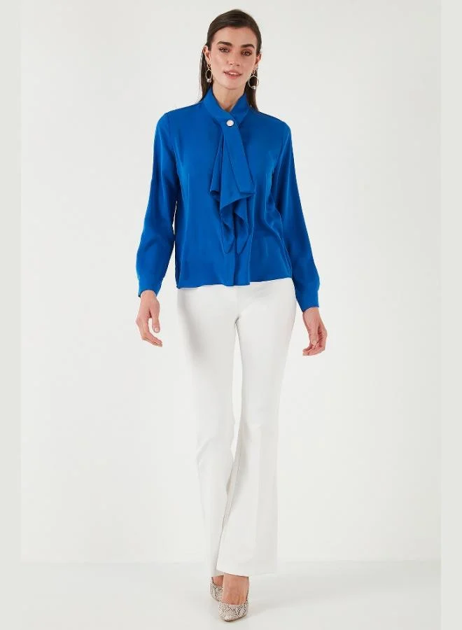 Lela Lela Standard Fit Embellished Buttoned Scarf Collar Long Sleeve Shirt Women's SHIRT 611GO00333