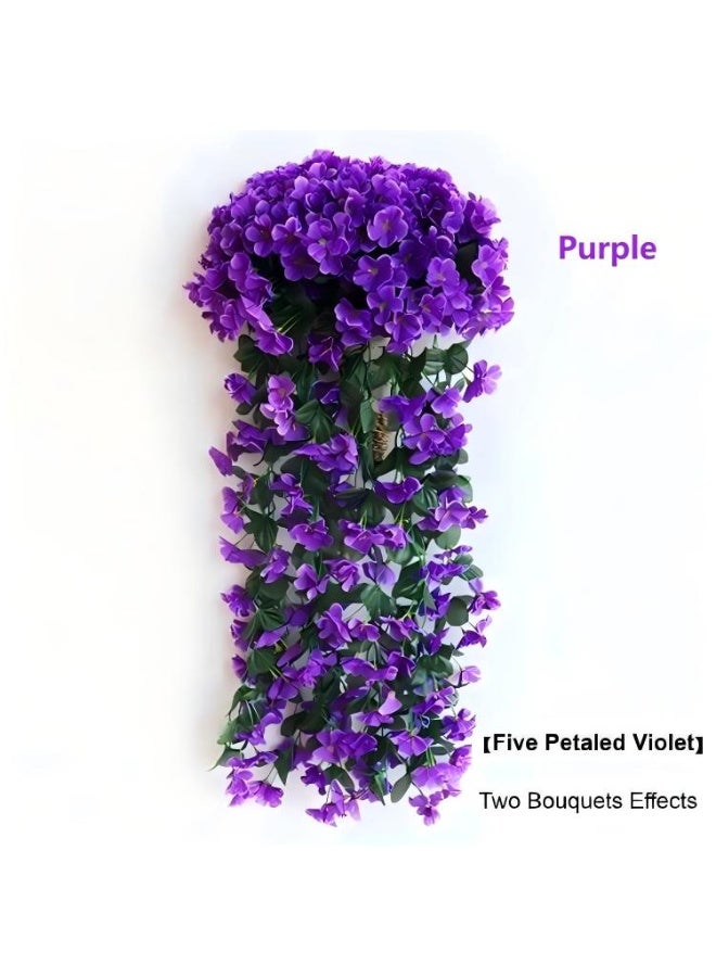 الواحة-TH 1 قطعة محاكاة الزهور البنفسجية الكرم الحرير الزهور الاصطناعية النبات الهزيف الجدار شنقات ديكور الزفاف المنزلي (الأرجواني) - Image 1