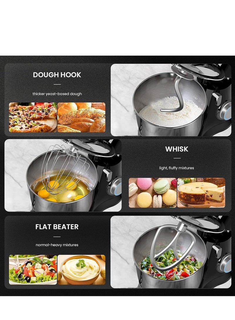 Haley 1200W Electric Stand Mixer for Dough Kneading – 7L Stainless Steel Bowl, 6 Speed Kitchen Machine with Whisk, Beater & Dough Hook for Baking and Cooking  - Image 3