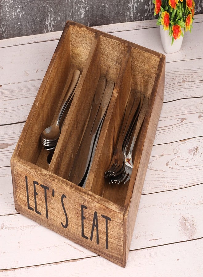 TrendBell Wooden Kitchen Drawer Organizer Fir Wood Cutlery Silverware Tray Organizer with 3 Compartments, Decorative Utensil Holder for Flatware, Knives, Forks, Spoons - Image 5