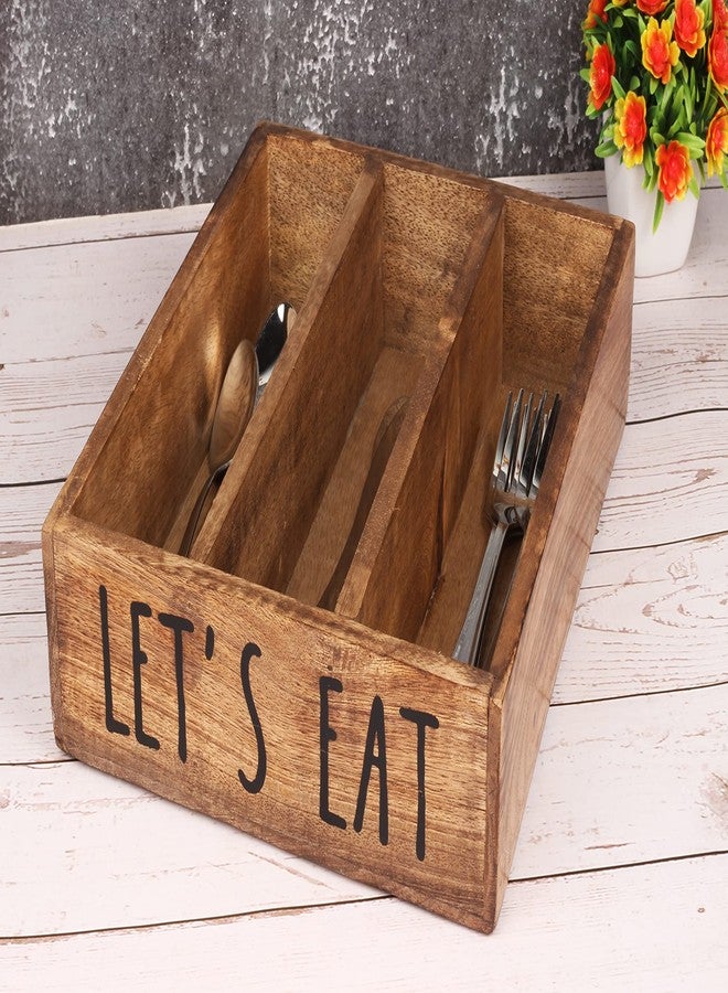 TrendBell Wooden Kitchen Drawer Organizer Fir Wood Cutlery Silverware Tray Organizer with 3 Compartments, Decorative Utensil Holder for Flatware, Knives, Forks, Spoons - Image 3