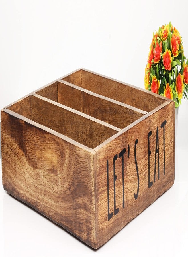 TrendBell Wooden Kitchen Drawer Organizer Fir Wood Cutlery Silverware Tray Organizer with 3 Compartments, Decorative Utensil Holder for Flatware, Knives, Forks, Spoons - Image 4