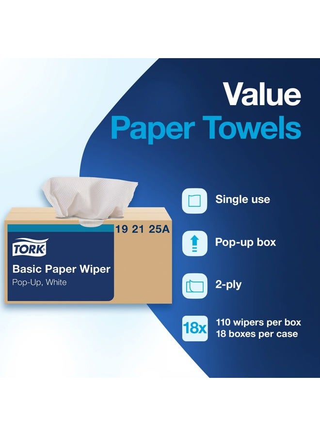 Tork Value Paper Towels White, Pop-up Box, 110 Paper Towels per Pack, 18 Packs  - Image 3
