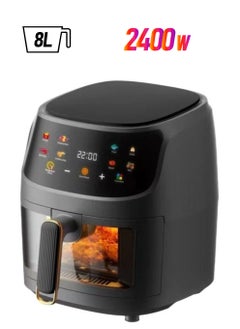 مقلاة الهواء الرقمية ، 2400W ، 8L ، 8 مسبقا ، هش وصحية الطبخ ، تكنولوجيا الهواء السريع و عرض LED ، مثالية للقلي ، الشواء والخبز ( أسود )