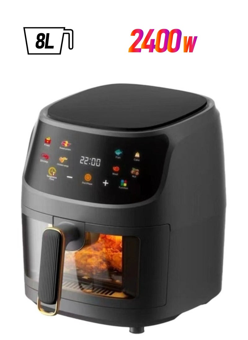 ماركة غير محددة مقلاة الهواء الرقمية ، 2400W ، 8L ، 8 مسبقا ، هش وصحية الطبخ ، تكنولوجيا الهواء السريع و عرض LED ، مثالية للقلي ، الشواء والخبز ( أسود )  - Image 1
