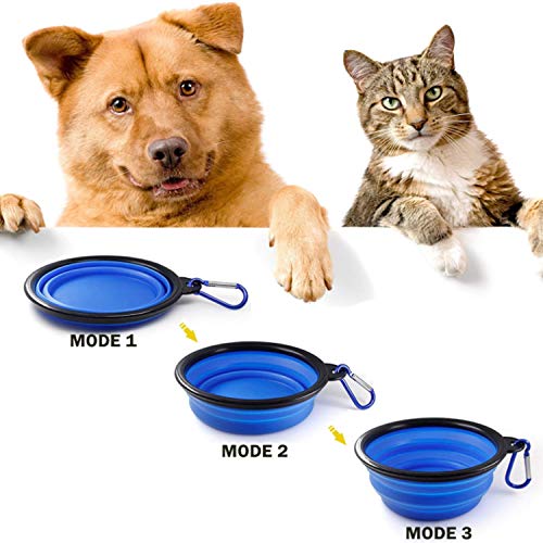 AYECEHI Portable Silicone Collapsible Pet Cat Bowls,[2 Pack] Foldable Expandable Water Feeding Travel Bowl Cup Dish for Pet Dogs and Cats - with 2 Pack Carabiners - Image 4