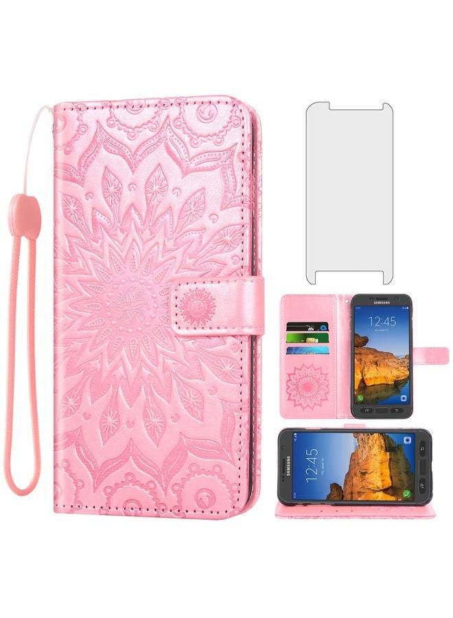 Asuwish Phone Case for Samsung Galaxy S7 Active Wallet with Tempered Glass Screen Protector Leather Slim Flip Cover Card Holder Stand Cell Glaxay S7Active Gaxaly S 7 7Active 7s Galaxies G891A Women Rose Gold - Image 1