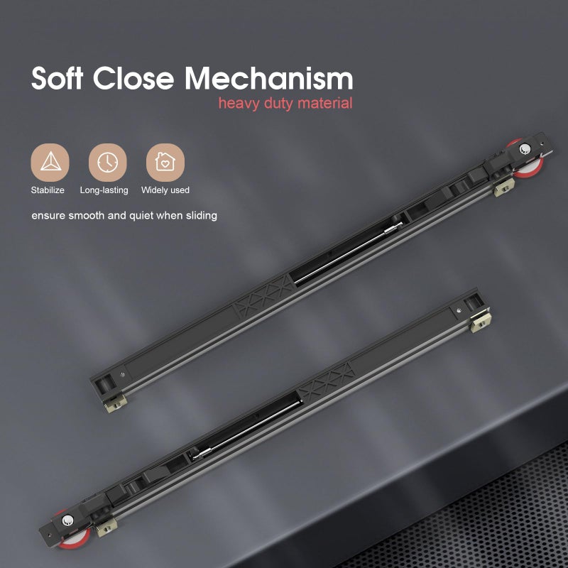 CEAKIAN 36" Concealed Sliding Barn Door Hardware Kit with Soft Close Mechanism for 28in Passage Opening, Hidden Sliding Door Hardware, Trackless Rails, Wall Mount for Interior Wooden Doors (NO Door) - Image 3