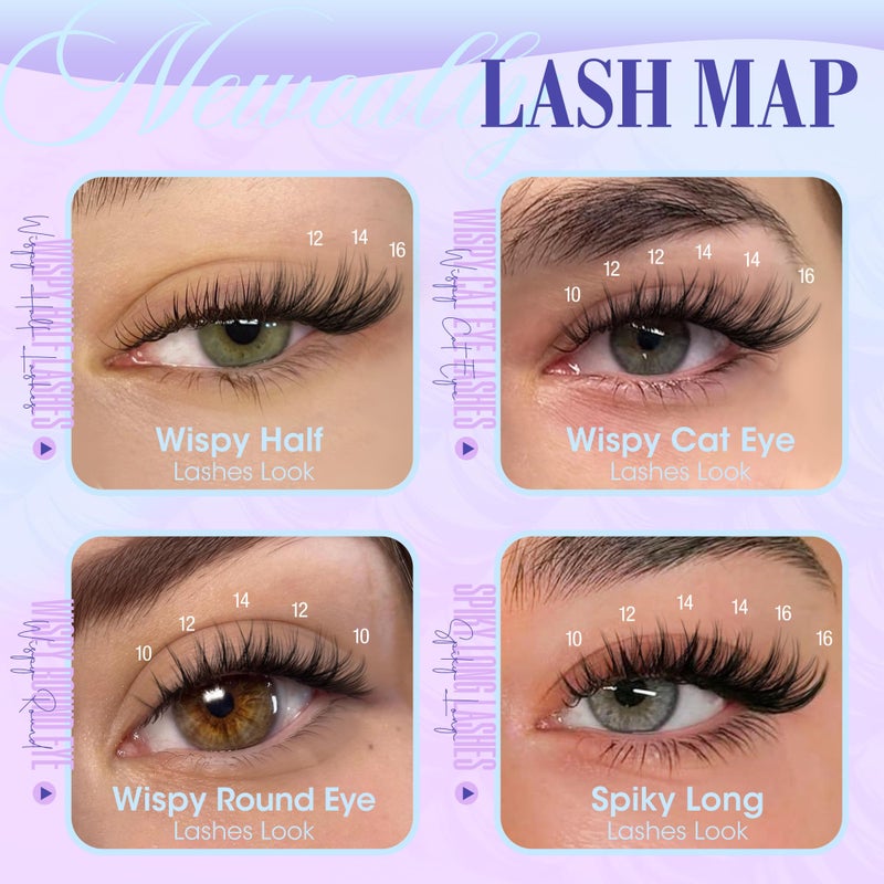 Newcally Cluster Lashes Wispy Natural Eyelash Clusters DIY Lash Extension C-curly Cluster Eyelash Extension 10-16MM Individual Lashes Thin Lash Band by Newcally - Image 5