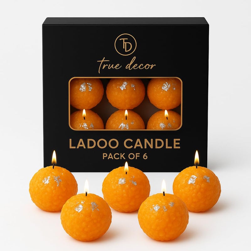 True Decor Premium Ladoo Candle Diwali Candles Pack of 6 - Image 2