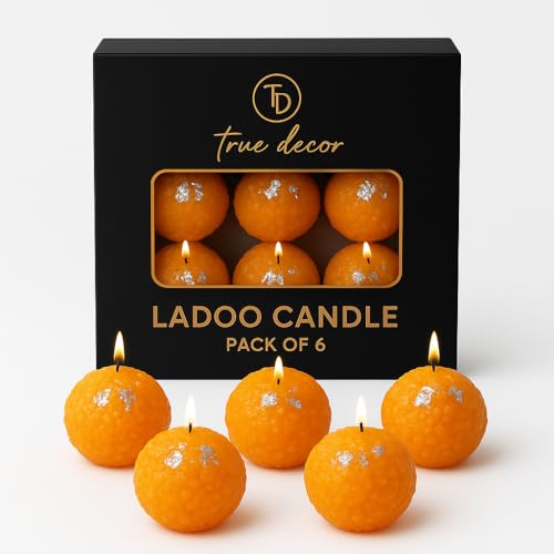 True Decor Premium Ladoo Candle Diwali Candles Pack of 6 - Image 1