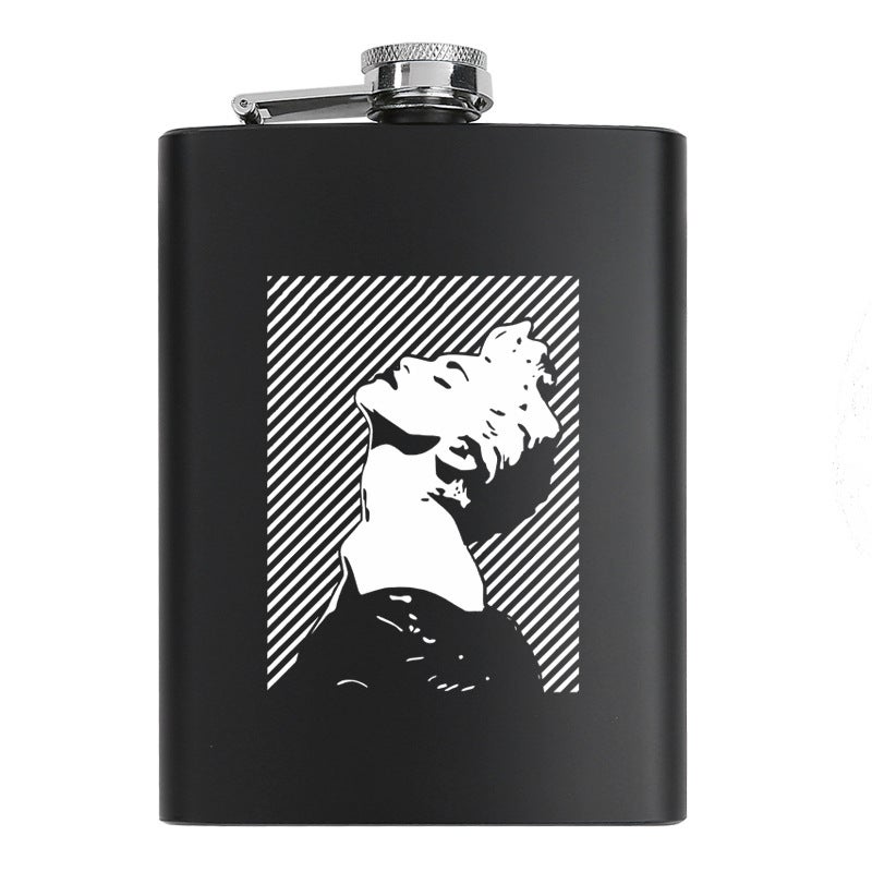 8 oz black stainless steel hip flask bottle celebrity idol souvenir gift elvis lennon jackson guevara Madonna 