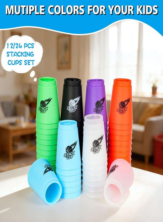 DEWEL Quick Stacks Cups, 12 PC of Sports Stacking Cups Speed Training Game (Black-new) - Image 4