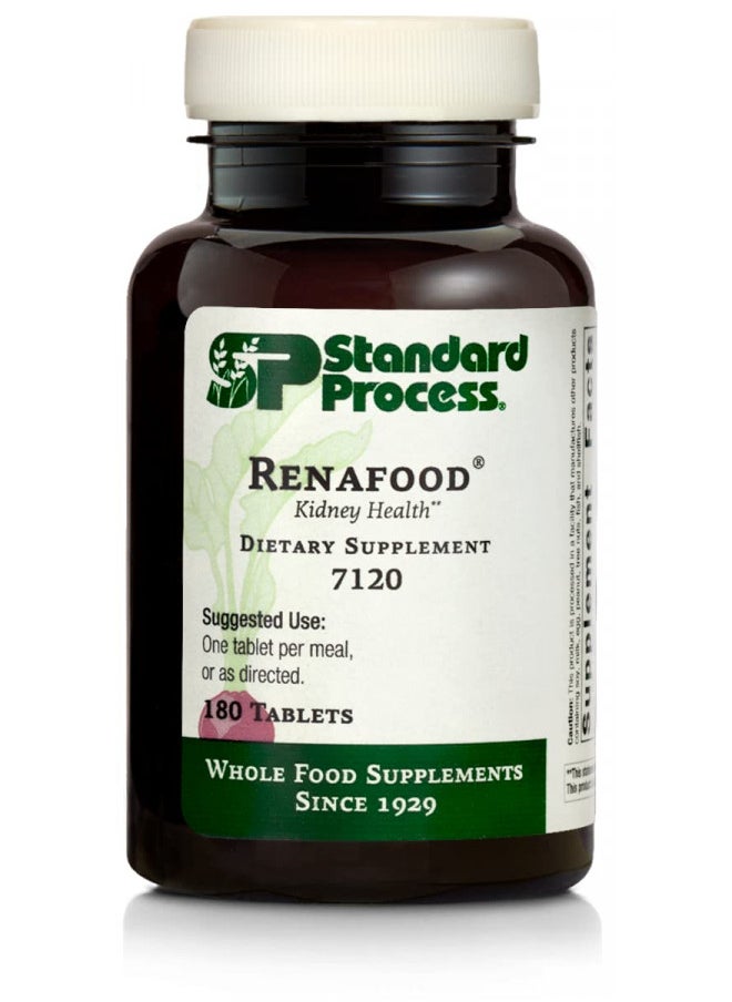 Standard Process Renafood - Whole Food Kidney Health Supplement For Kidney Support With Kidney Bean, Renal Vitamins, Spanish Moss, Lactose, Organic Sweet Potato, Beet Root, And More - 180 Tablets  - Image 1