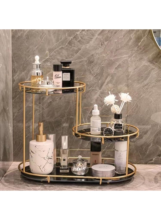 ناما رف تخزين مستحضرات التجميل، خزانة عرض عطور، 3 طبقات بسعة كبيرة لمستحضرات التجميل ومنتجات العناية بالبشرة، مناسبة للحمام وغرفة النوم وطاولة الزينة والمكتب (اسود) - Image 1