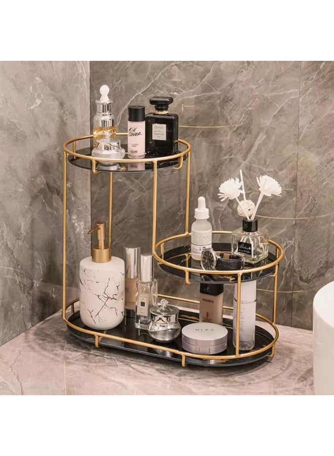 ناما رف تخزين مستحضرات التجميل، خزانة عرض عطور، 3 طبقات بسعة كبيرة لمستحضرات التجميل ومنتجات العناية بالبشرة، مناسبة للحمام وغرفة النوم وطاولة الزينة والمكتب (اسود) - Image 3