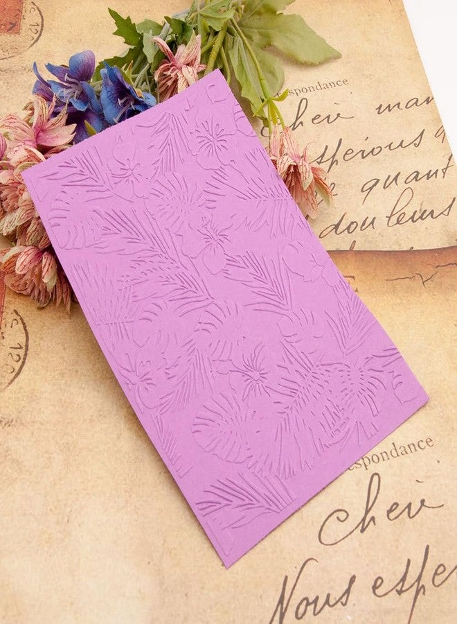 Arbuya Hibiscus Flowers Background Texture 3D Plastic Embossing Folders for Card Making or Journaling Floral Backround DIY Template Photo Album Paper Handmade Scrapbooking Craft Decoration Mold 5"x7" - Image 5